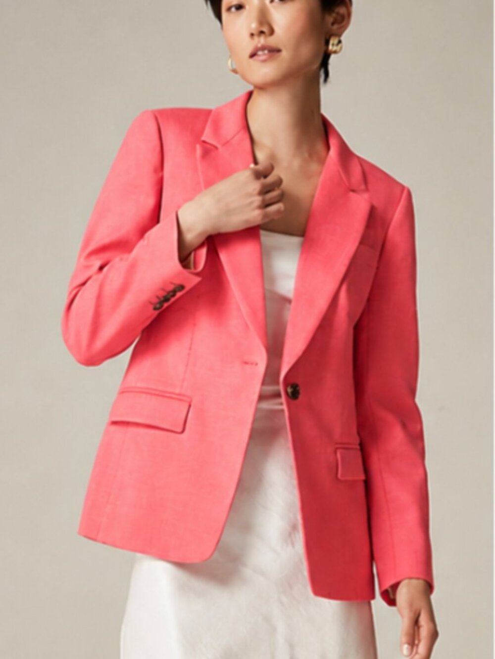 J.Crew Helena Blazer Linen‎ Cupro Pink Coral Size 2